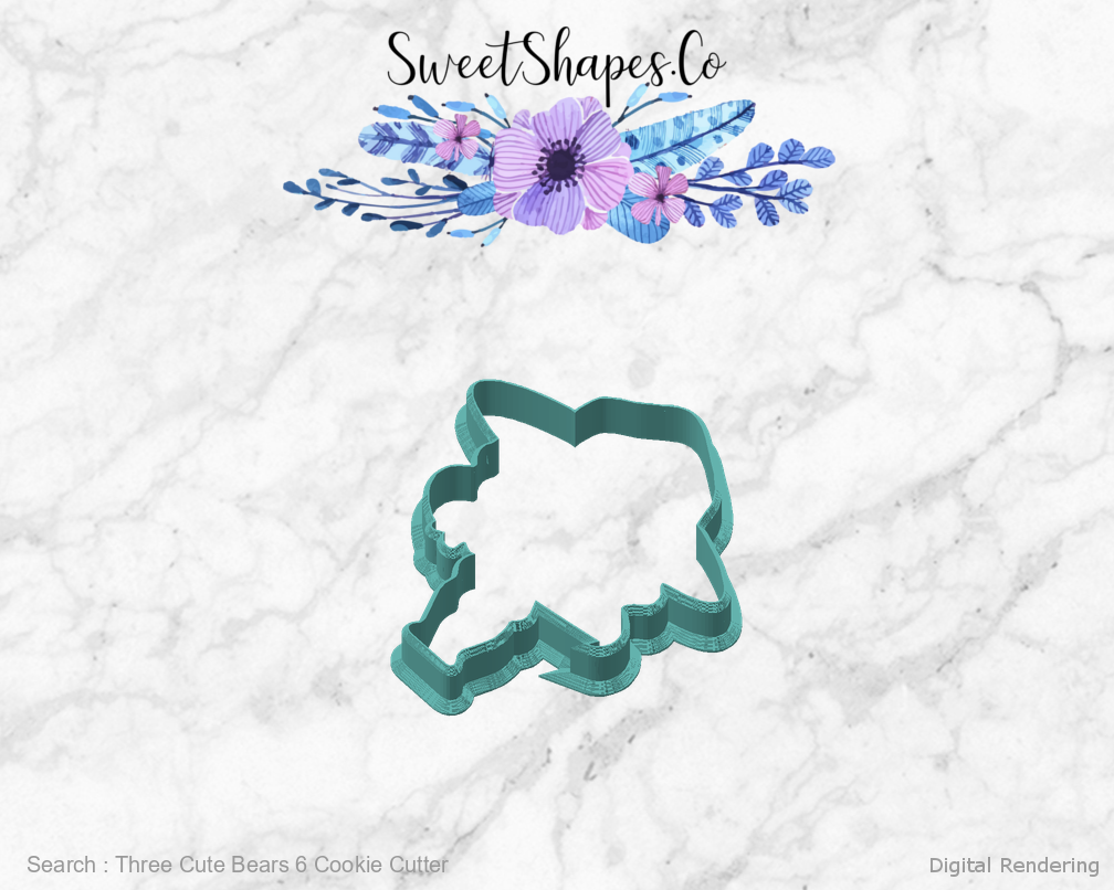 Three Cute Bears 6 Cookie Cutter — angled front view