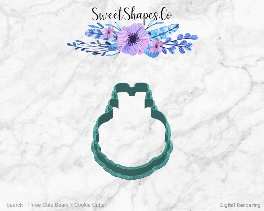 Three Cute Bears 7 Cookie Cutter — back view