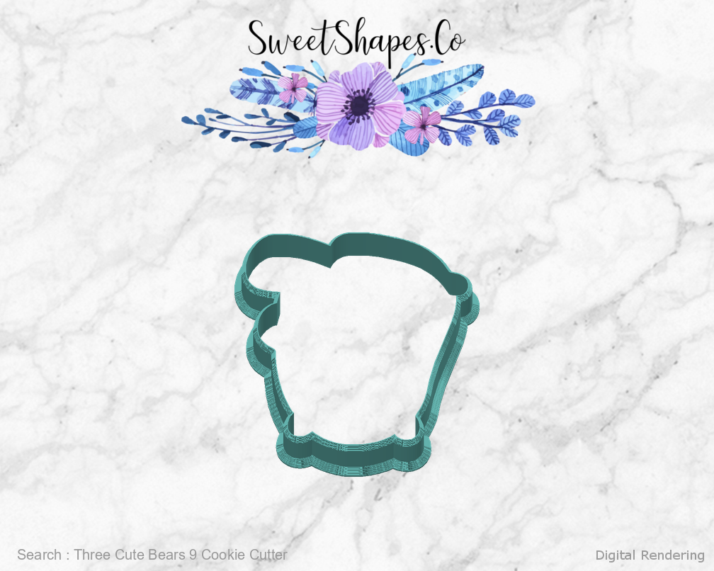 Three Cute Bears 9 Cookie Cutter — back view