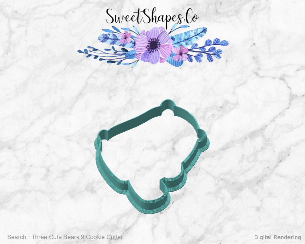 Three Cute Bears 9 Cookie Cutter — angled front view
