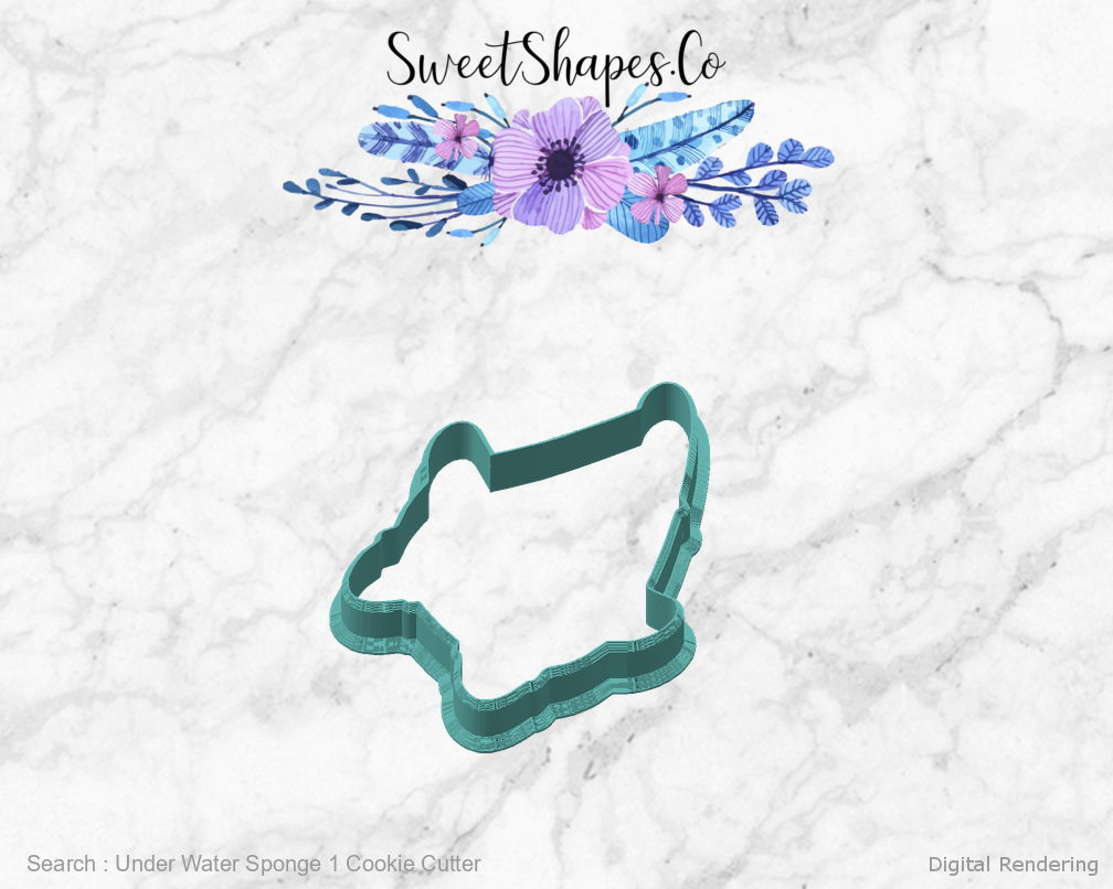 Under Water Sponge 1 Cookie Cutter — angled front view