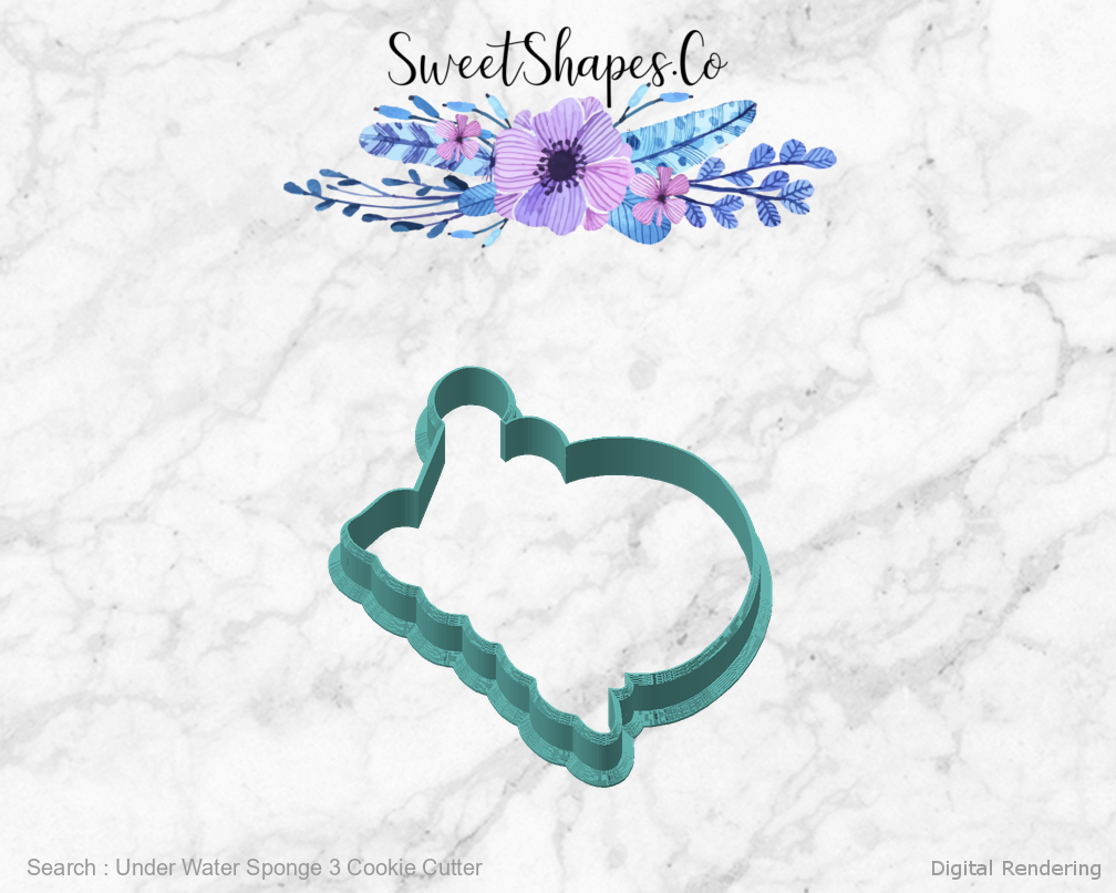 Under Water Sponge 3 Cookie Cutter — angled front view