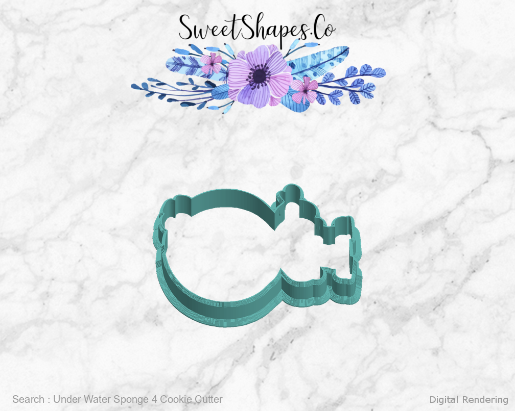 Under Water Sponge 4 Cookie Cutter — left view