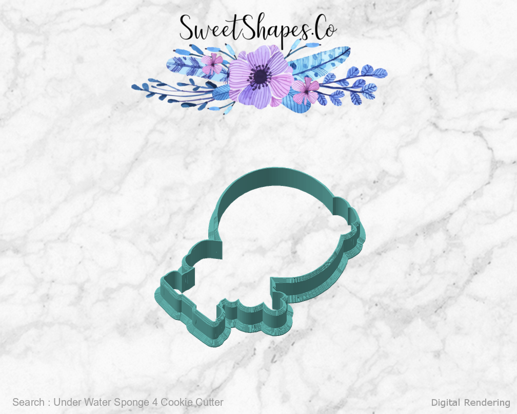 Under Water Sponge 4 Cookie Cutter — angled front view