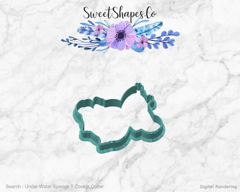 Under Water Sponge 5 Cookie Cutter — angled front view
