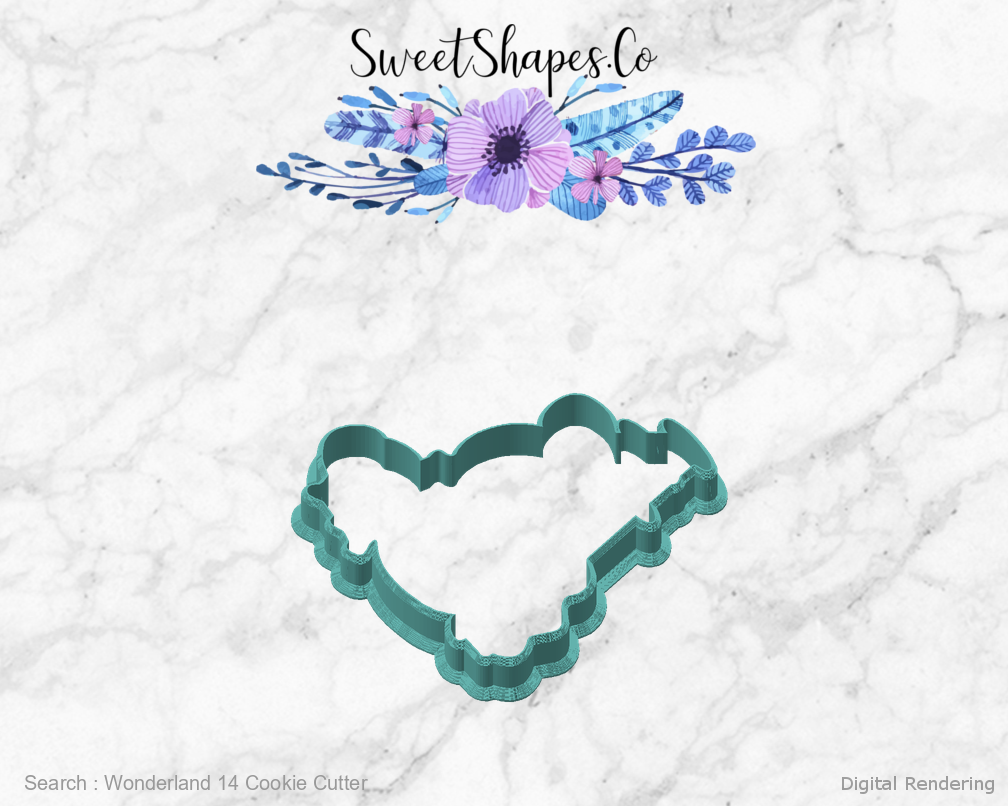 Wonderland 14 Cookie Cutter — angled front view