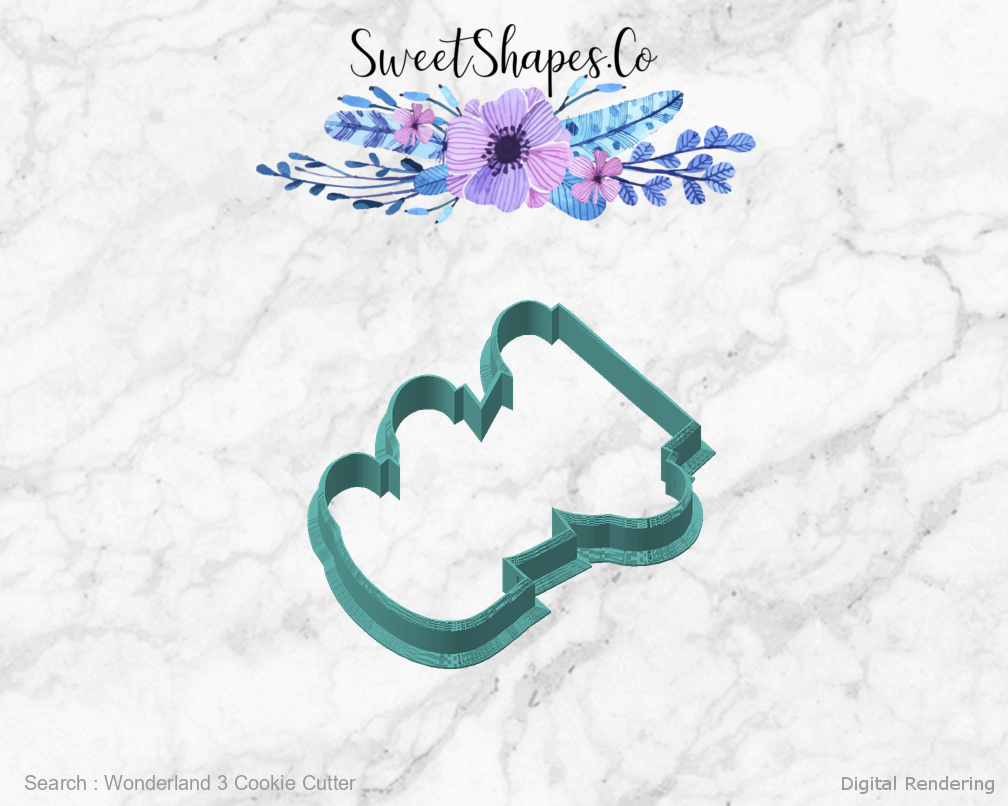 Wonderland 3 Cookie Cutter — angled front view
