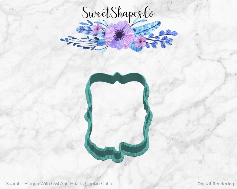 Plaque With Owl And Hearts Cookie Cutter — right view