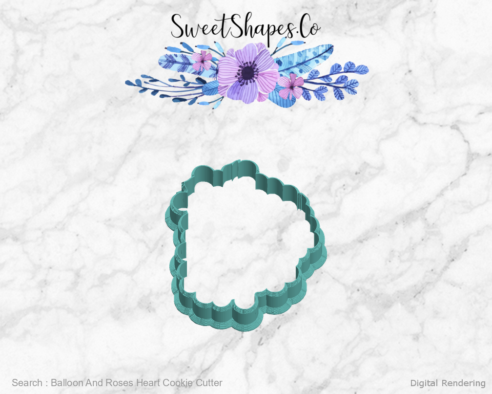 Balloon And Roses Heart Cookie Cutter — left view