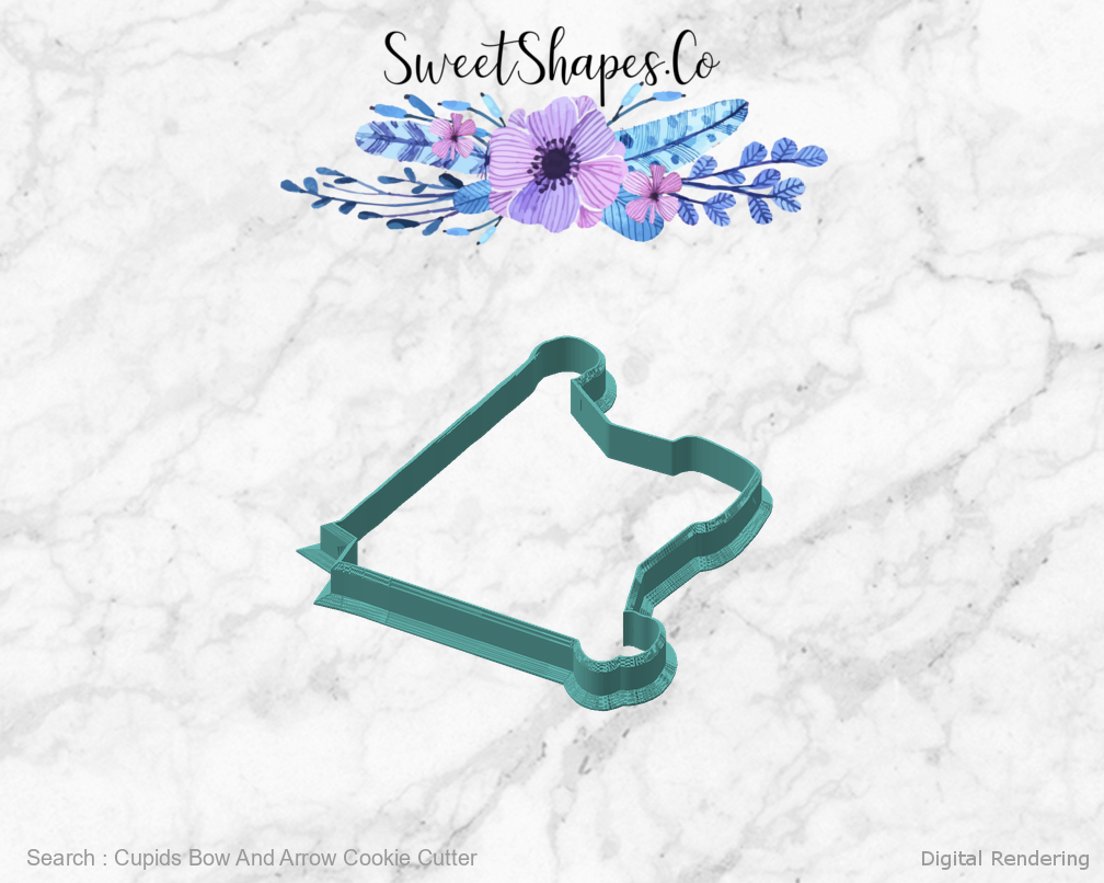 Cupids Bow And Arrow Cookie Cutter — angled front view