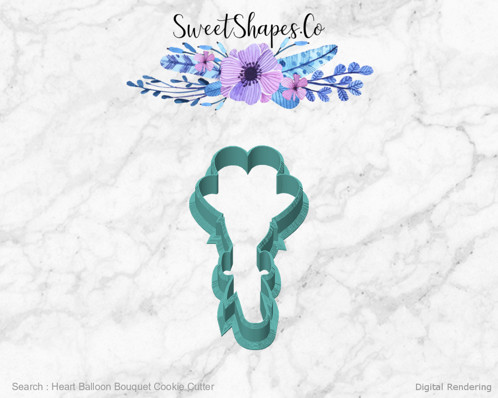 Heart Balloon Bouquet Cookie Cutter — front view