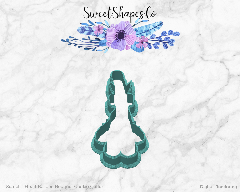 Heart Balloon Bouquet Cookie Cutter — back view