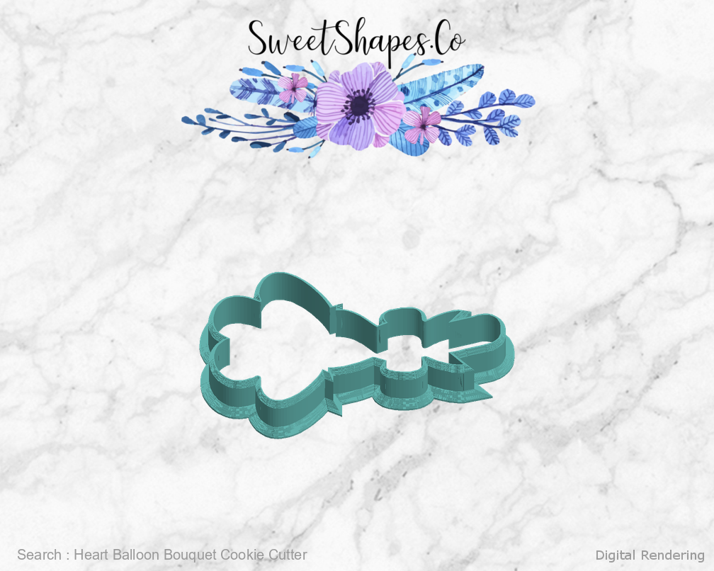Heart Balloon Bouquet Cookie Cutter — left view