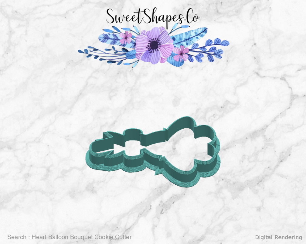 Heart Balloon Bouquet Cookie Cutter — right view