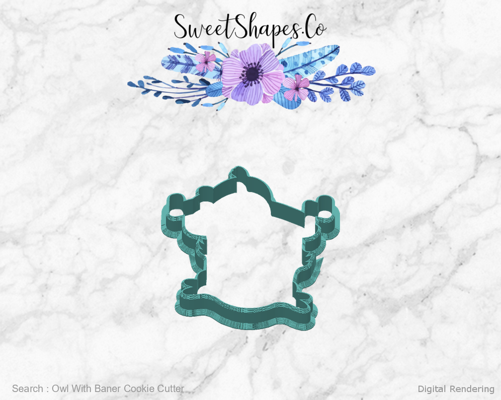 Owl With Baner Cookie Cutter — back view