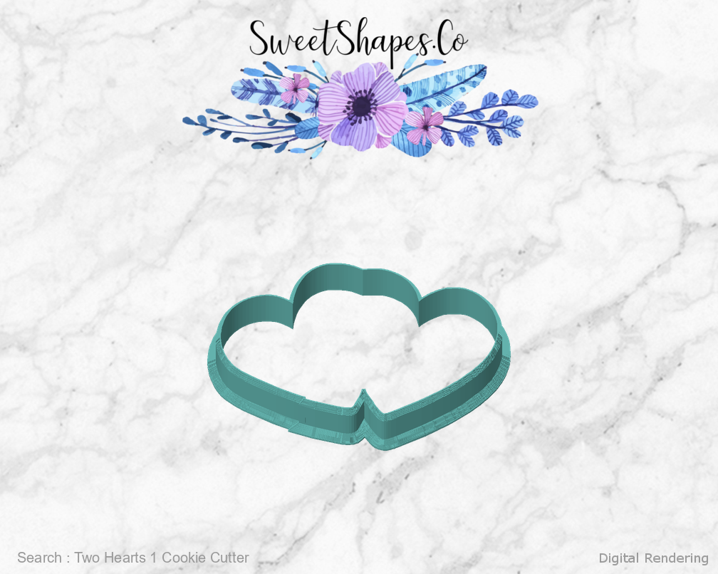 Two Hearts 1 Cookie Cutter — front view