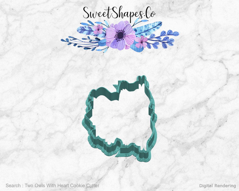Two Owls With Heart Cookie Cutter — right view