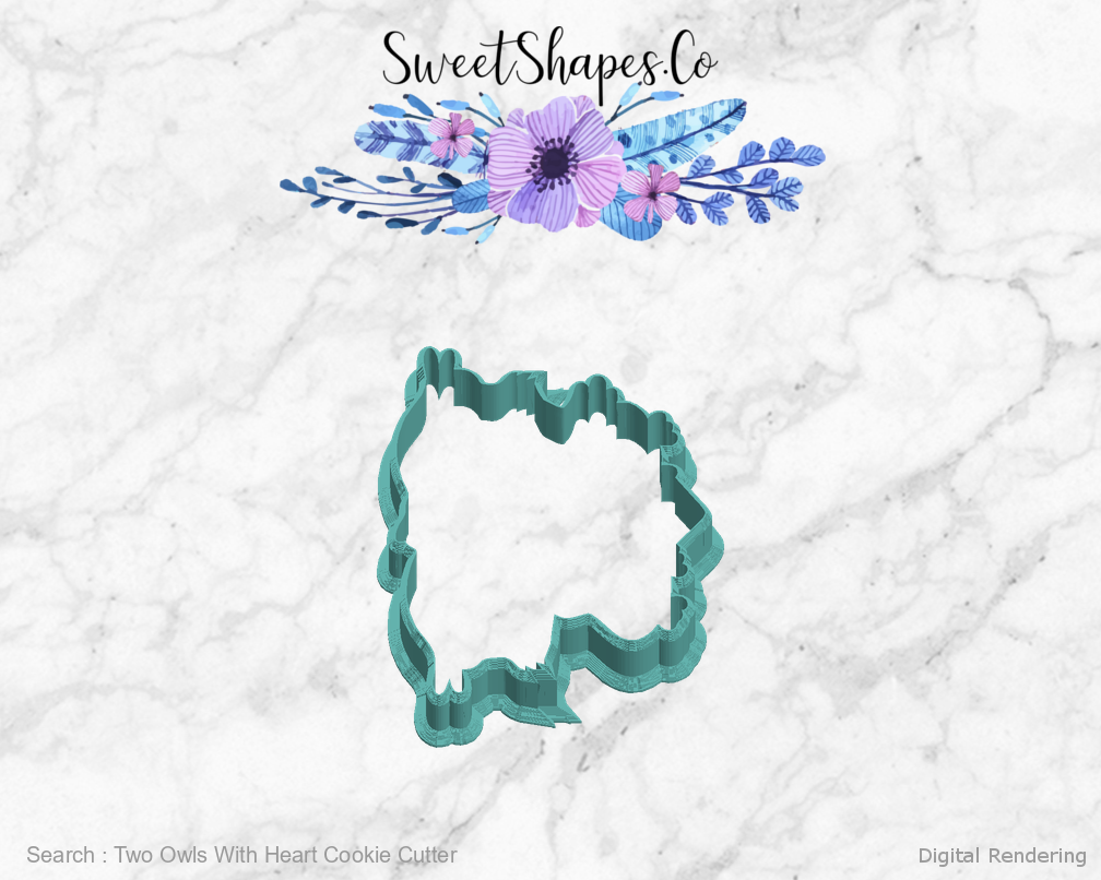 Two Owls With Heart Cookie Cutter — left view