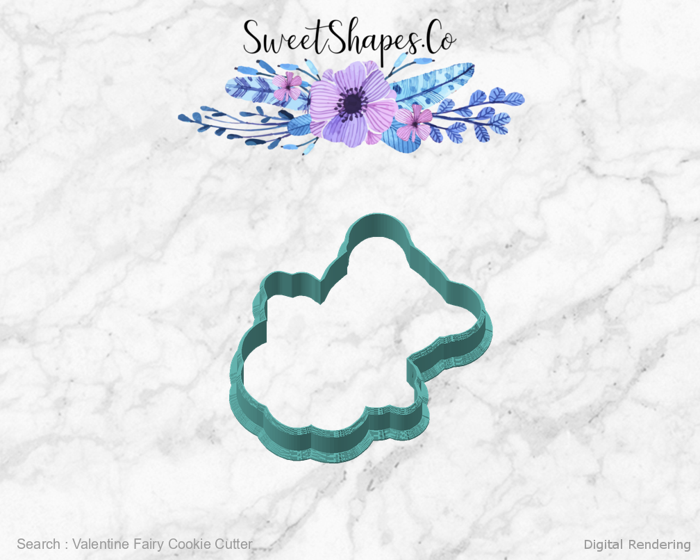 Valentine Fairy Cookie Cutter — angled front view
