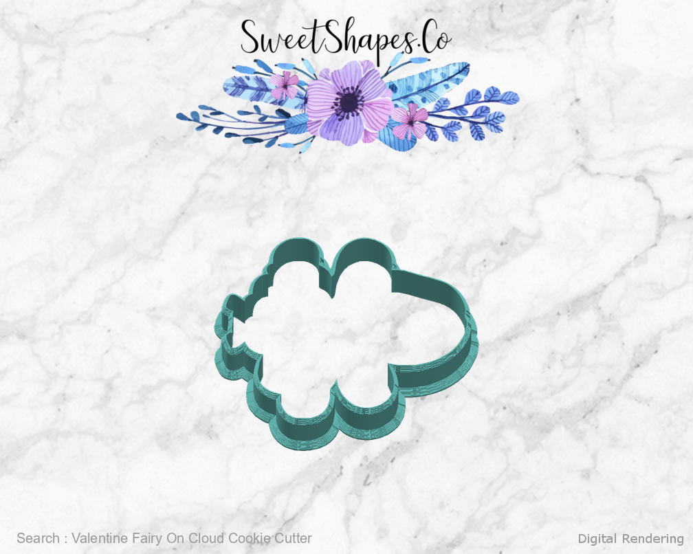 Valentine Fairy On Cloud Cookie Cutter — right view