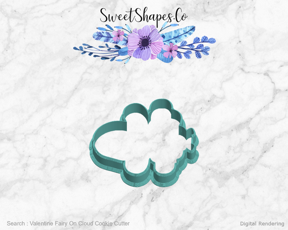Valentine Fairy On Cloud Cookie Cutter — left view