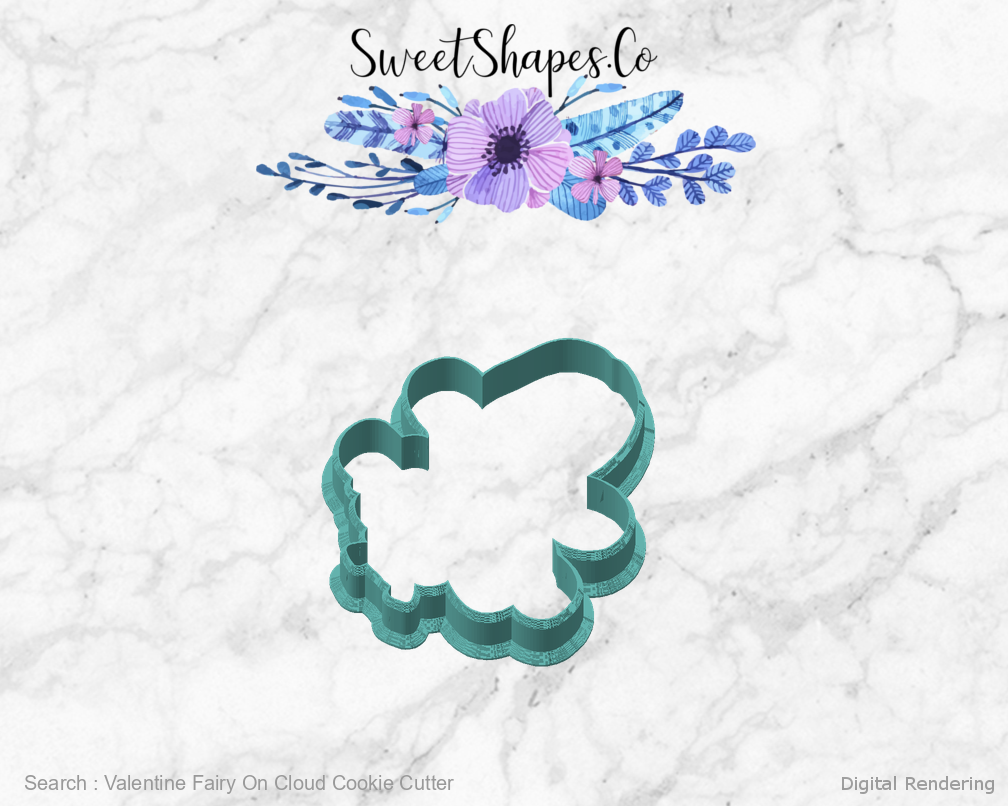 Valentine Fairy On Cloud Cookie Cutter — angled front view