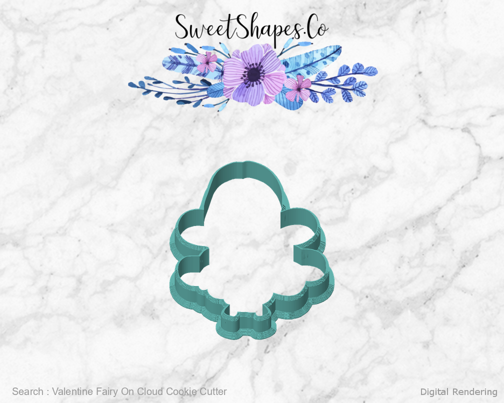 Valentine Fairy On Cloud Cookie Cutter — front view