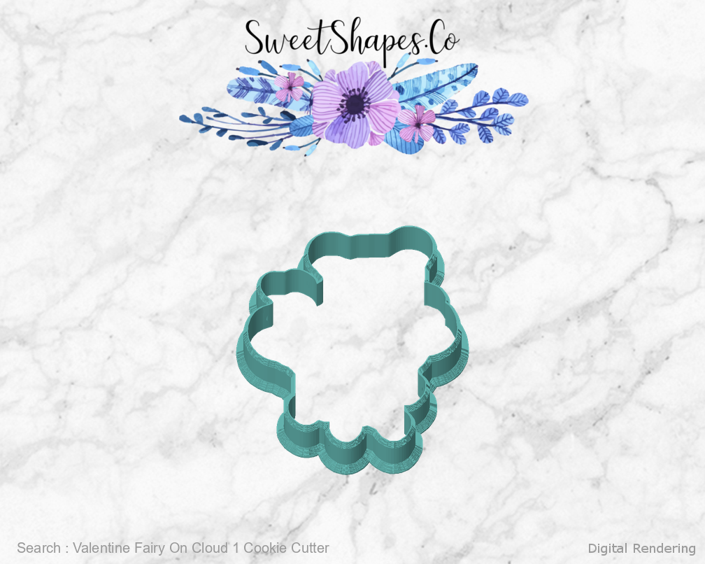 Valentine Fairy On Cloud 1 Cookie Cutter — front view