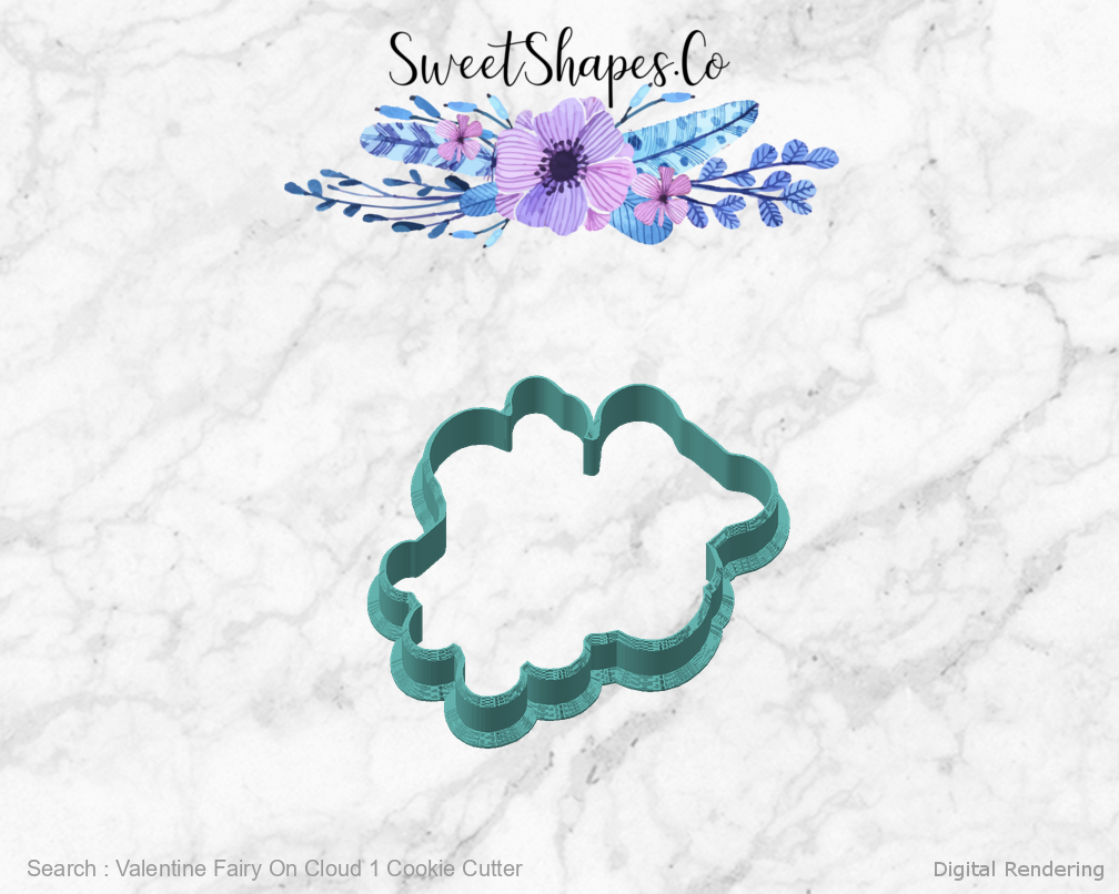 Valentine Fairy On Cloud 1 Cookie Cutter — angled front view