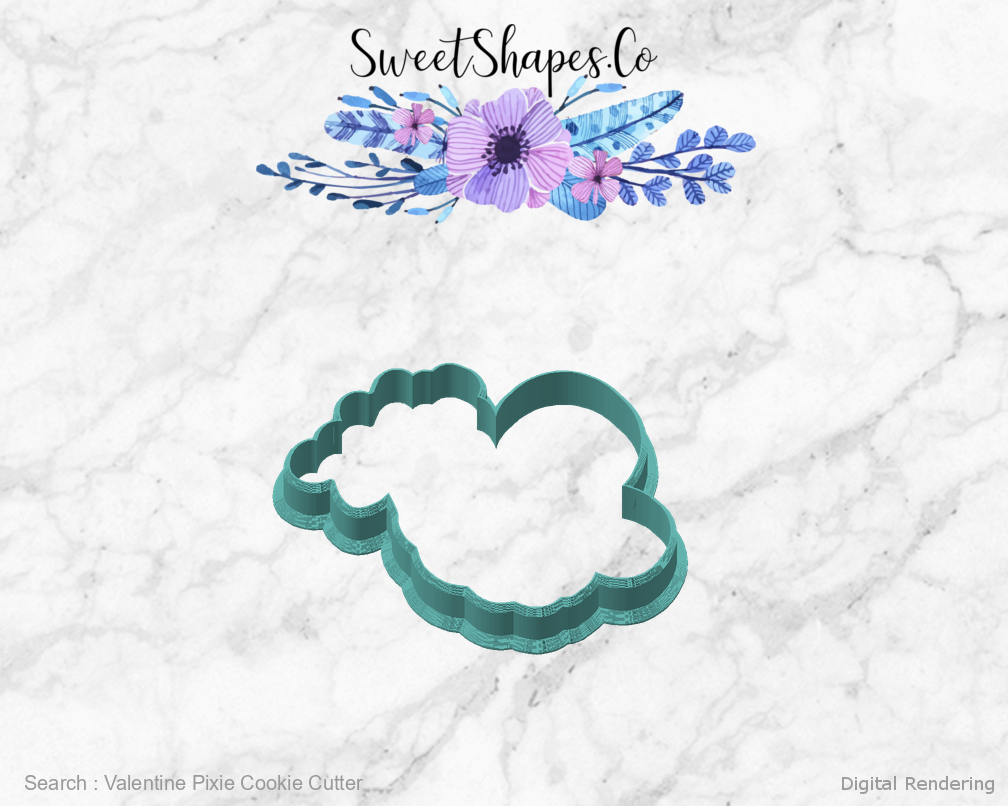 Valentine Pixie Cookie Cutter — angled front view