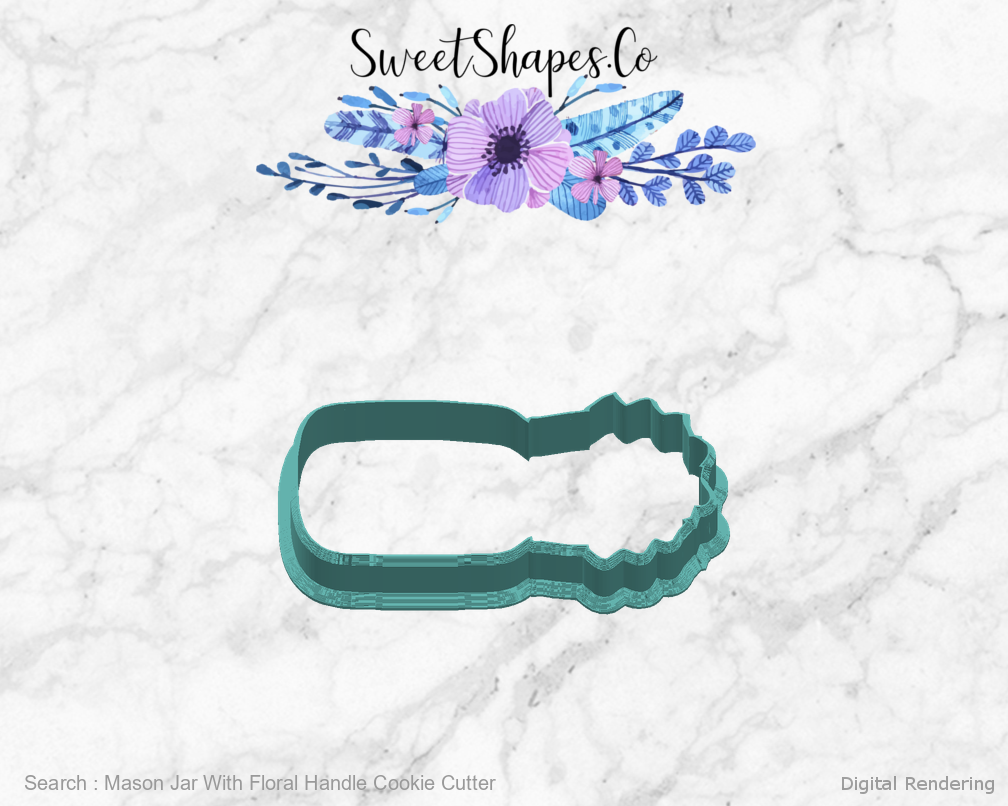 Mason Jar With Floral Handle Cookie Cutter — right view