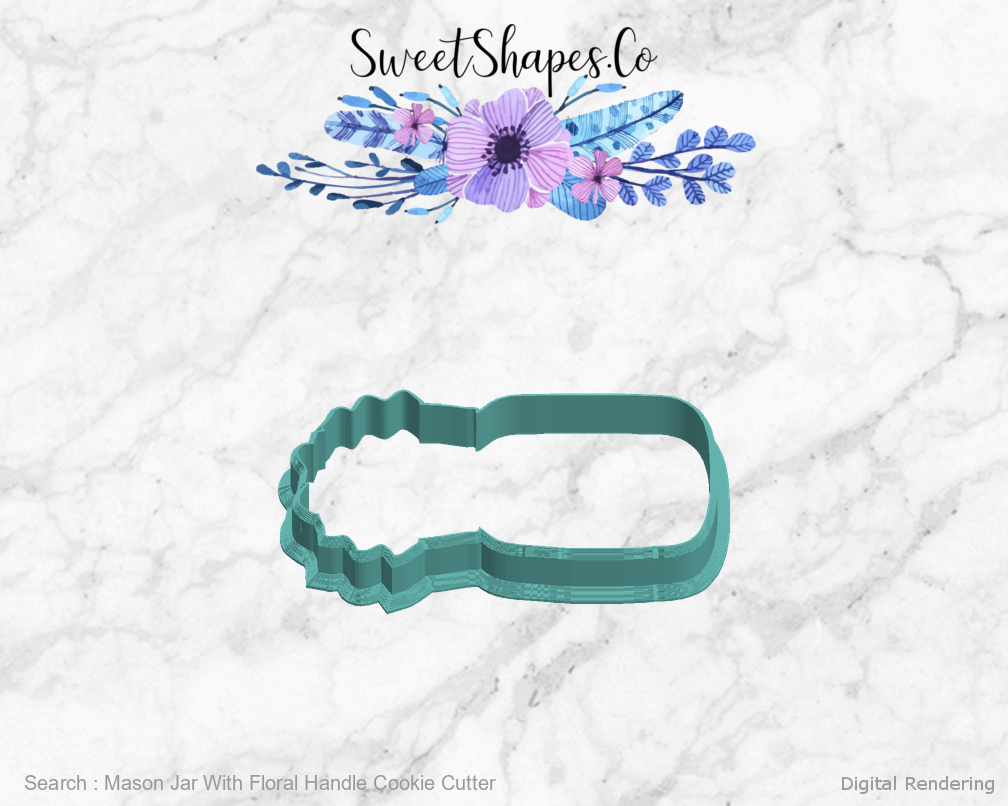 Mason Jar With Floral Handle Cookie Cutter — left view