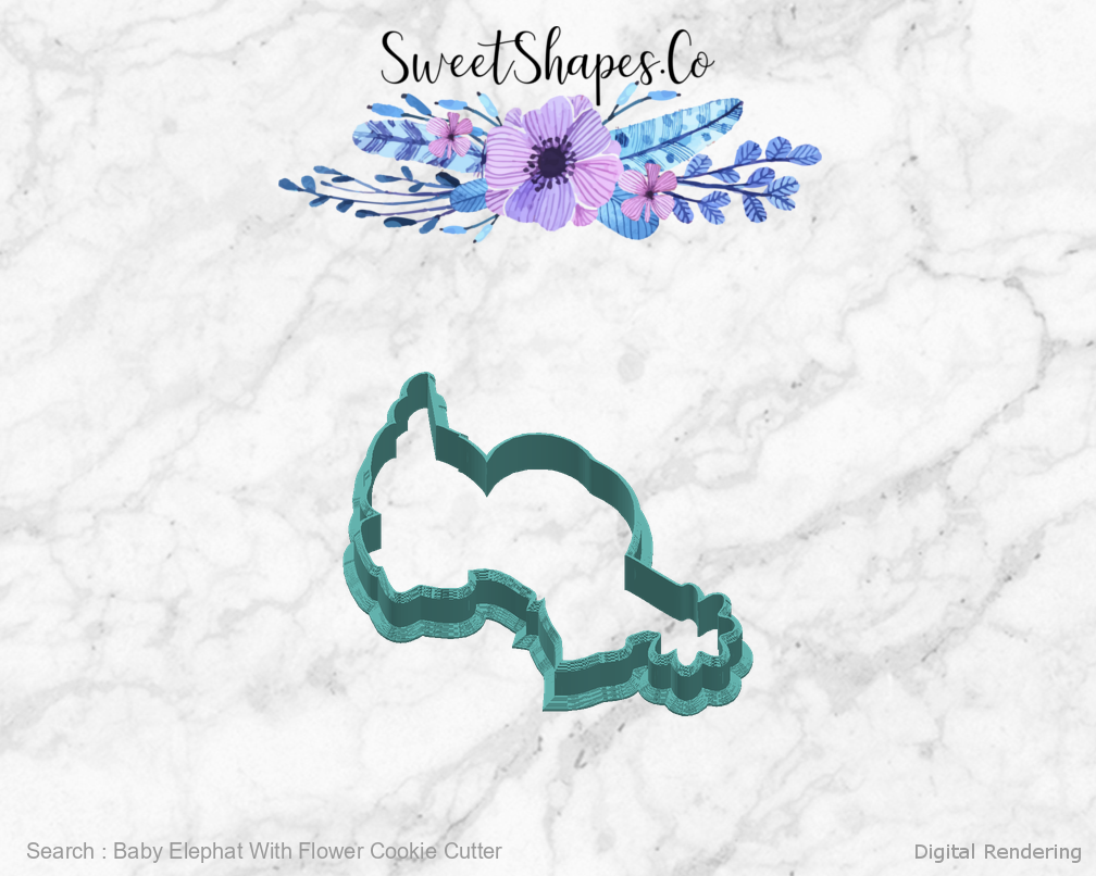 Baby Elephat With Flower Cookie Cutter — right view
