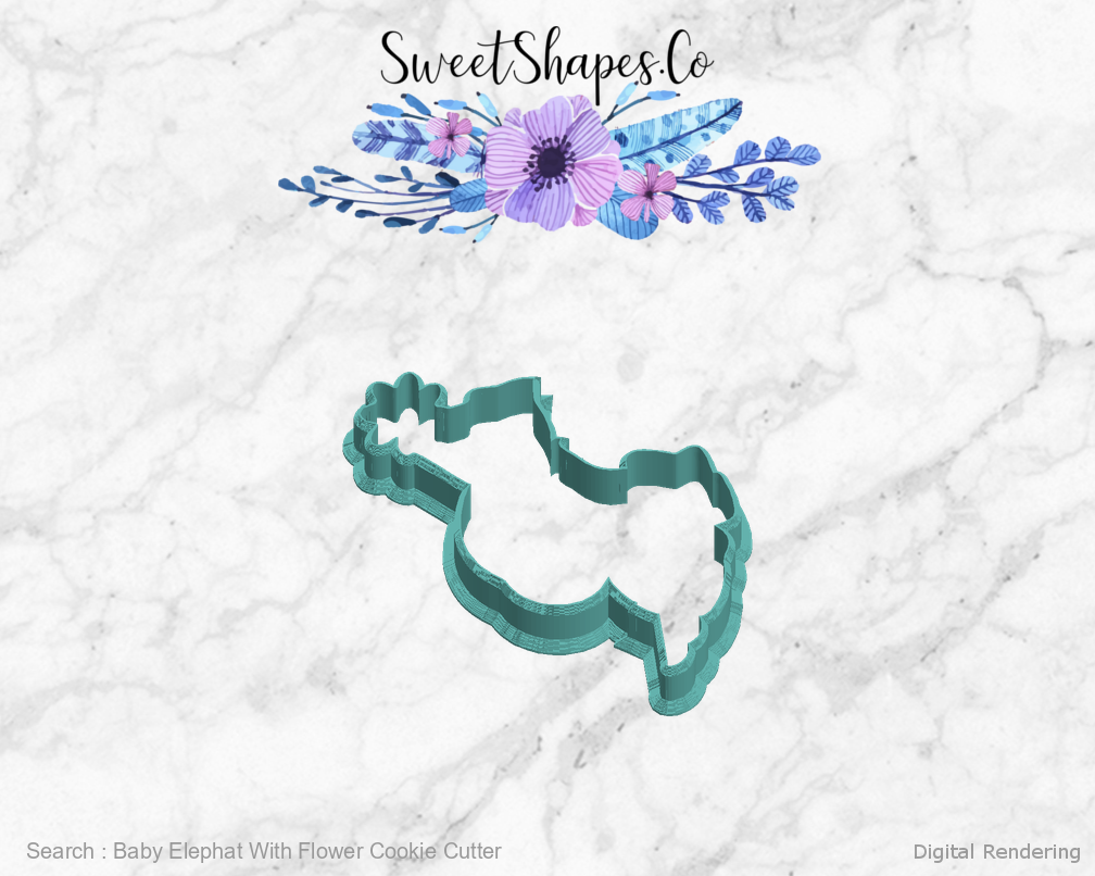 Baby Elephat With Flower Cookie Cutter — left view