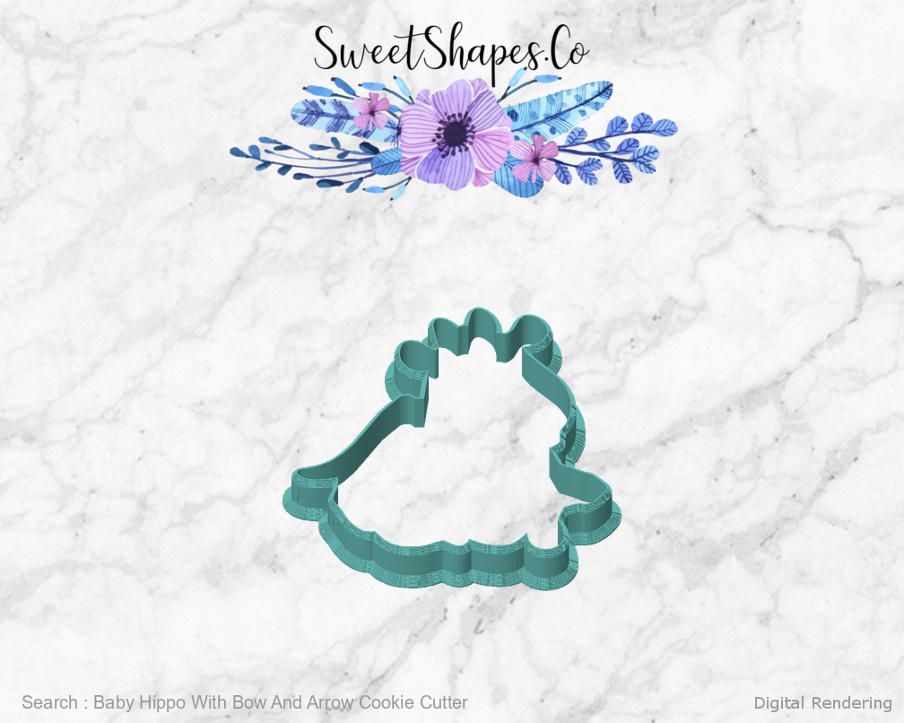 Baby Hippo With Bow And Arrow Cookie Cutter — front view