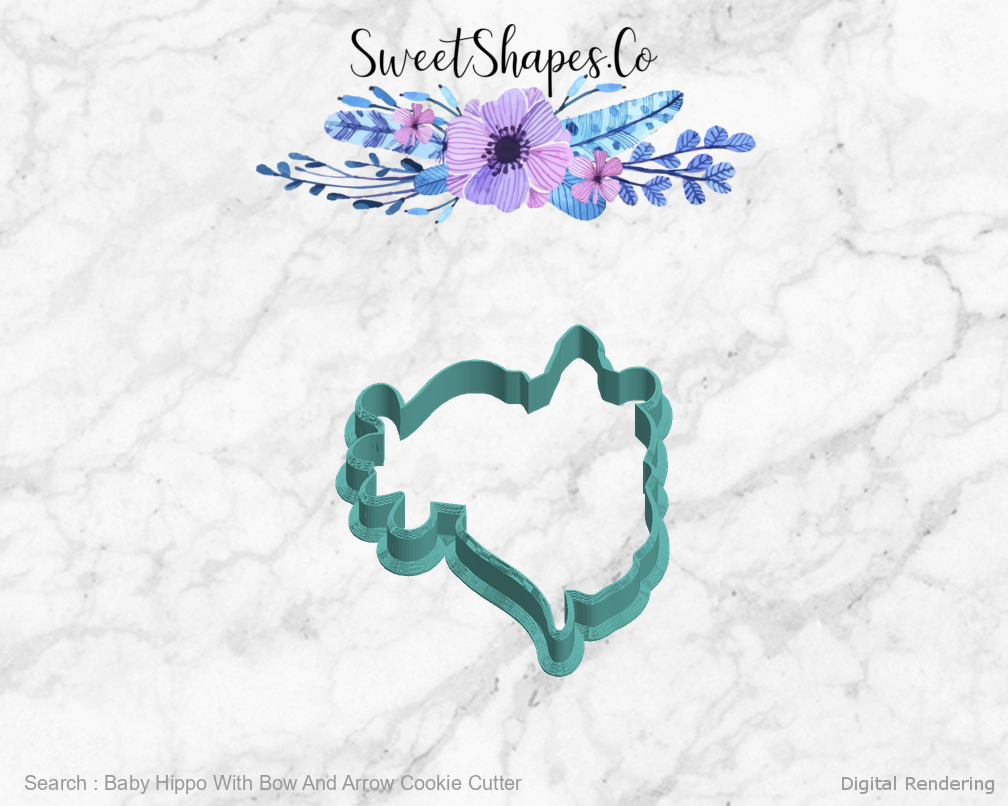 Baby Hippo With Bow And Arrow Cookie Cutter — left view