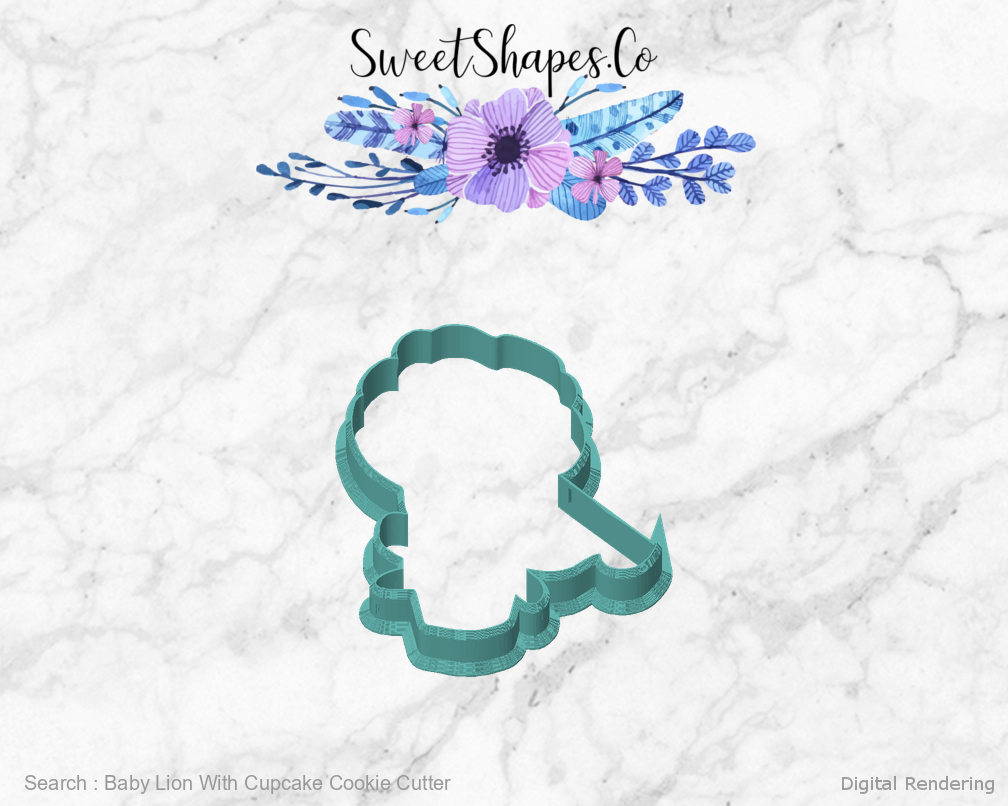 Baby Lion With Cupcake Cookie Cutter — front view