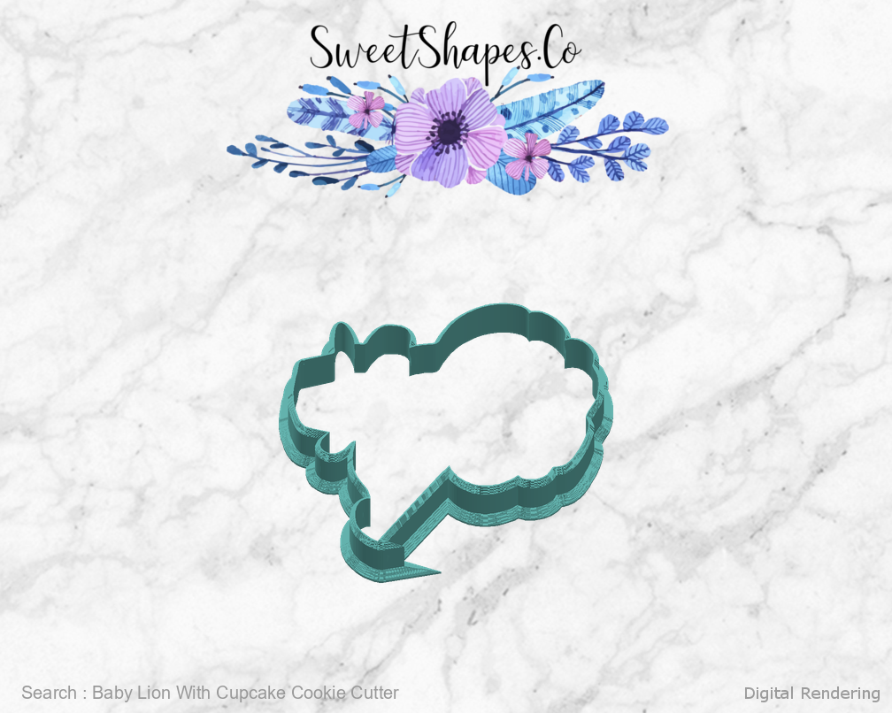 Baby Lion With Cupcake Cookie Cutter — right view