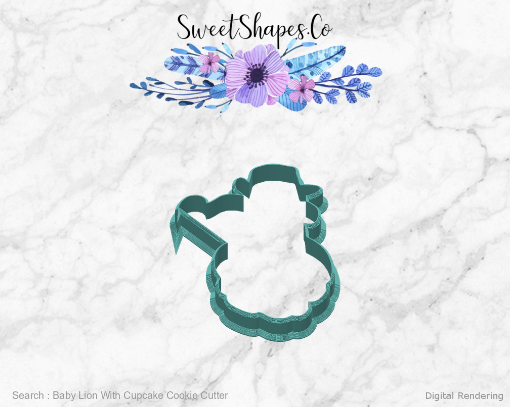 Baby Lion With Cupcake Cookie Cutter — back view