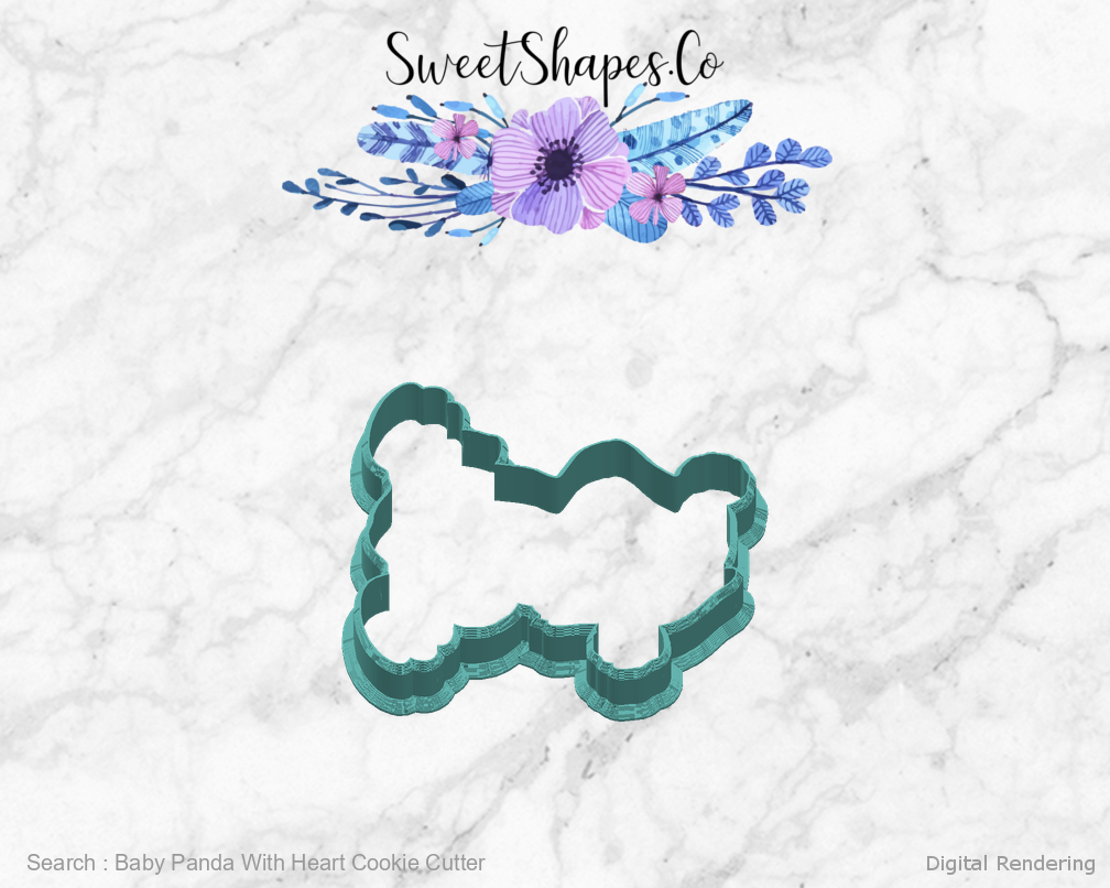 Baby Panda With Heart Cookie Cutter — right view