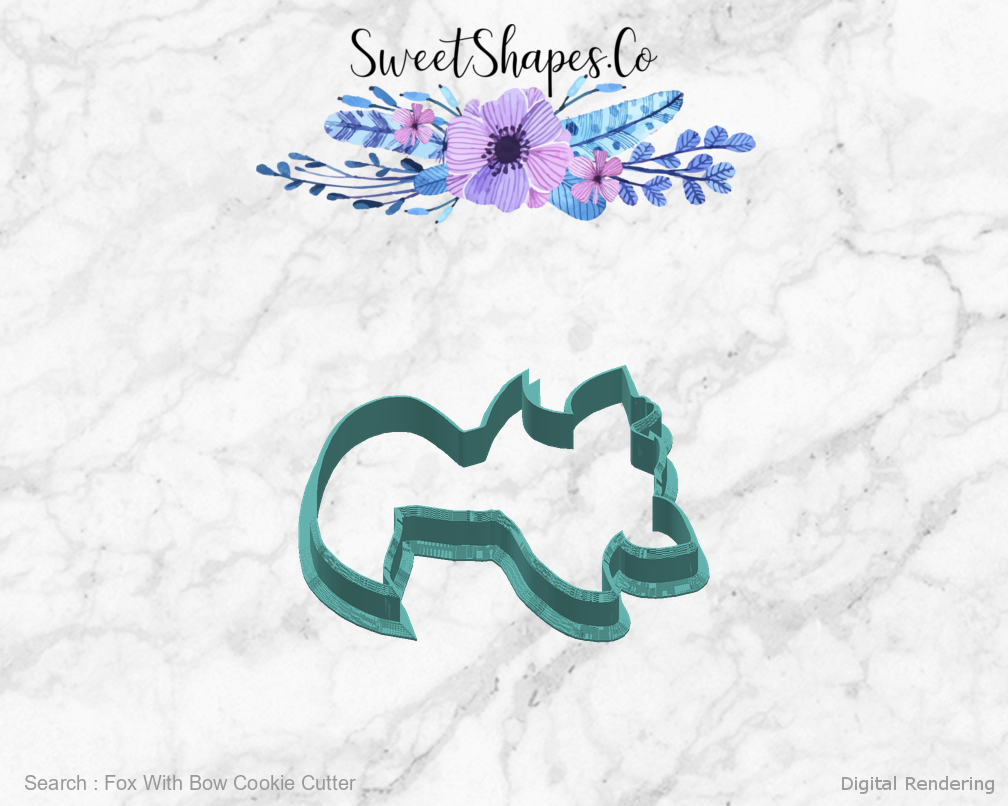 Fox With Bow Cookie Cutter — right view