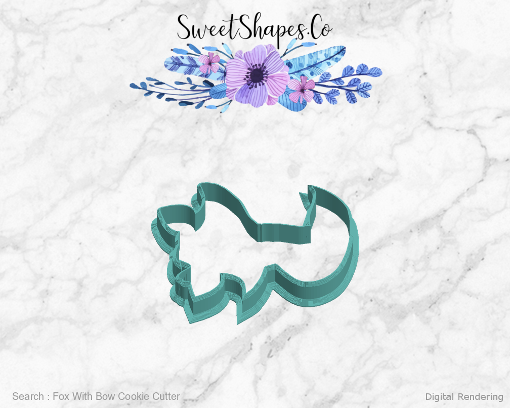 Fox With Bow Cookie Cutter — left view
