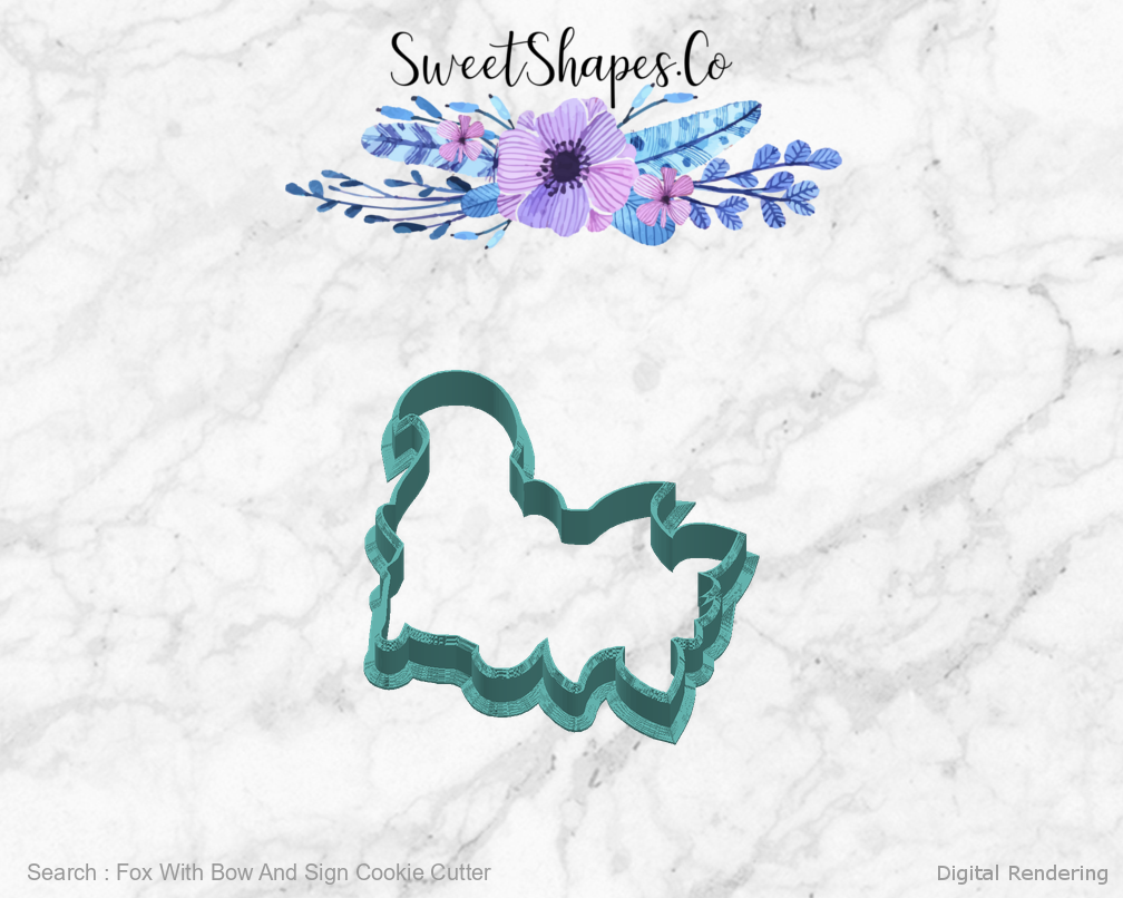 Fox With Bow And Sign Cookie Cutter — right view