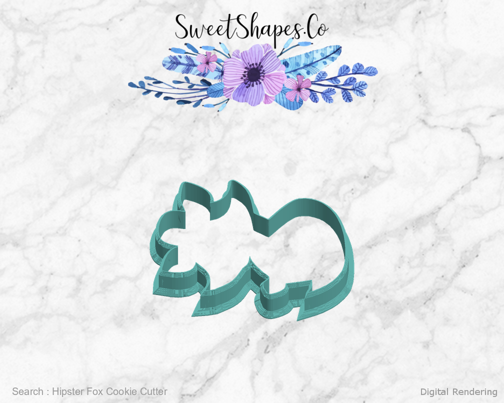 Hipster Fox Cookie Cutter — left view