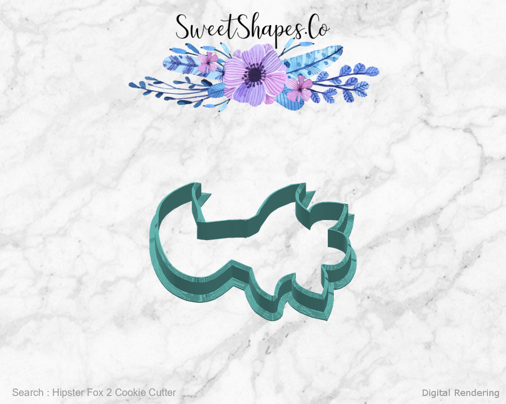 Hipster Fox 2 Cookie Cutter — right view