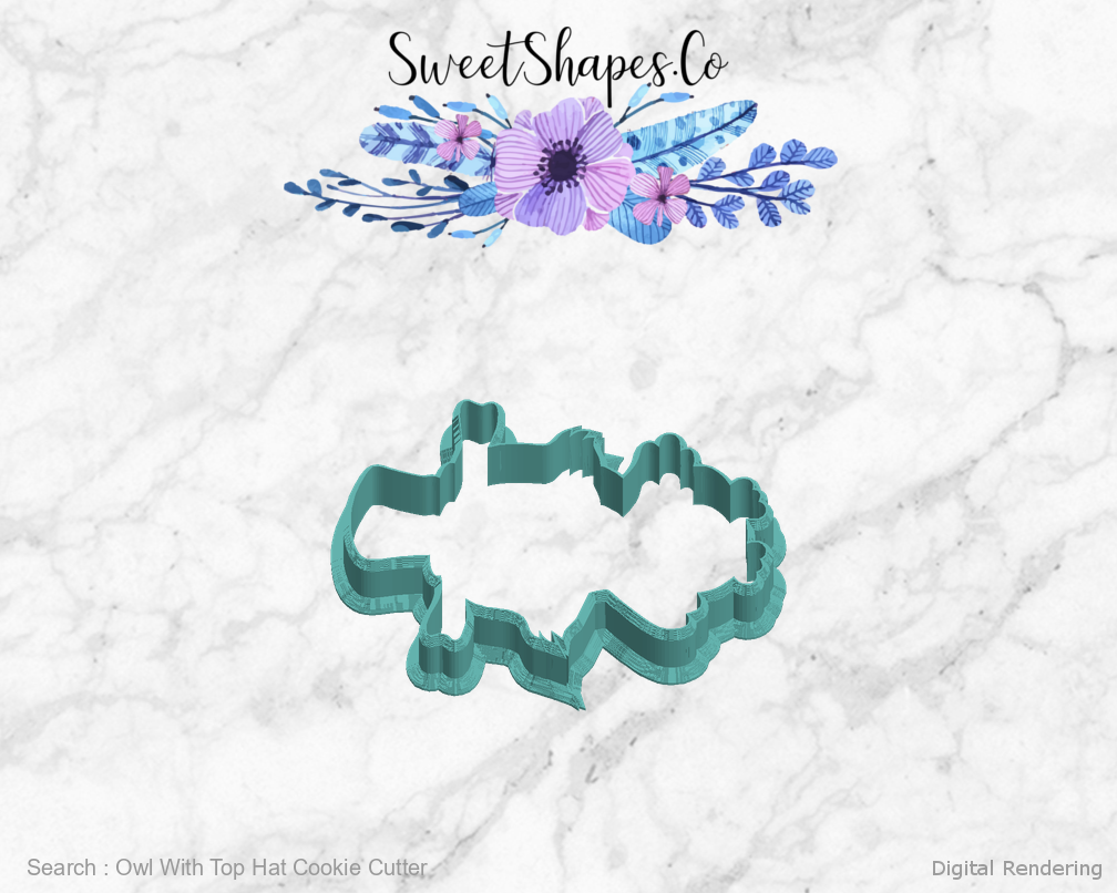 Owl With Top Hat Cookie Cutter — left view