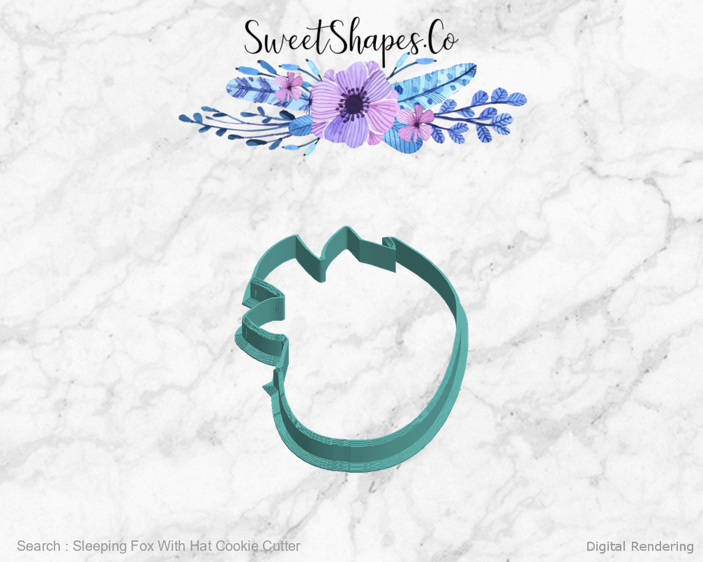 Sleeping Fox With Hat Cookie Cutter — left view
