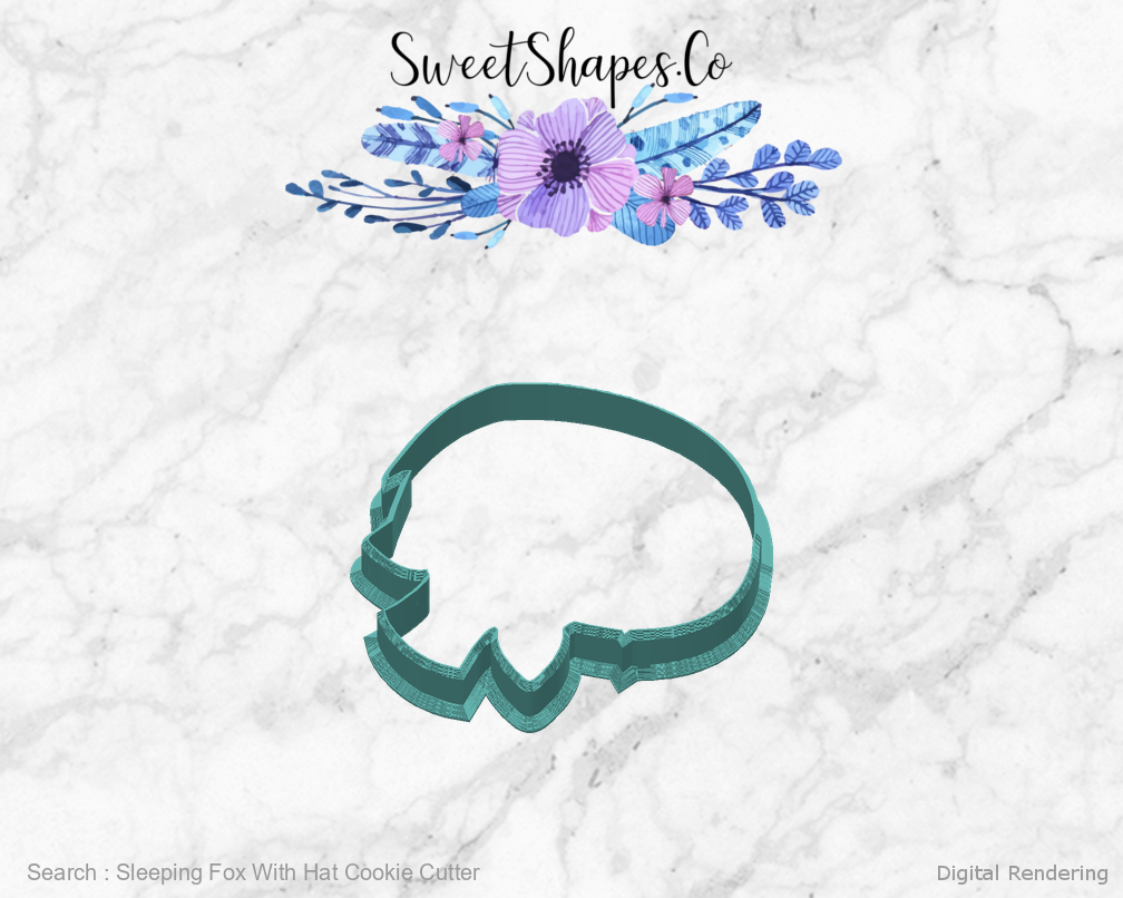 Sleeping Fox With Hat Cookie Cutter — back view