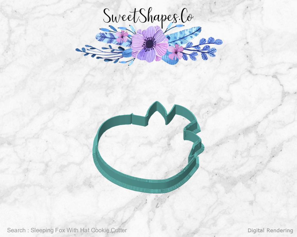 Sleeping Fox With Hat Cookie Cutter — front view