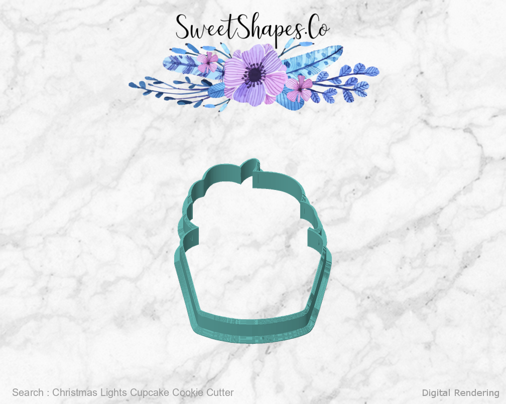 Christmas Lights Cupcake Cookie Cutter — front view